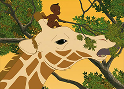 Kirikou sur une girafe